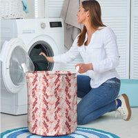 Hawaii Ti Leaf Maile Tuberose Lei Laundry Basket With Hanalei Leaf Red