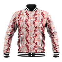 Hawaii Ti Leaf Maile Tuberose Lei Baseball Jacket With Hanalei Leaf Red