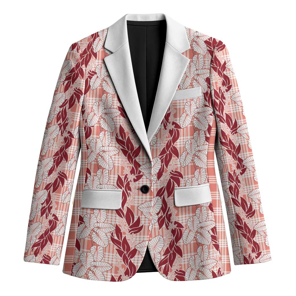 Hawaii Ti Leaf Maile Tuberose Lei Blazer With Hanalei Leaf Red