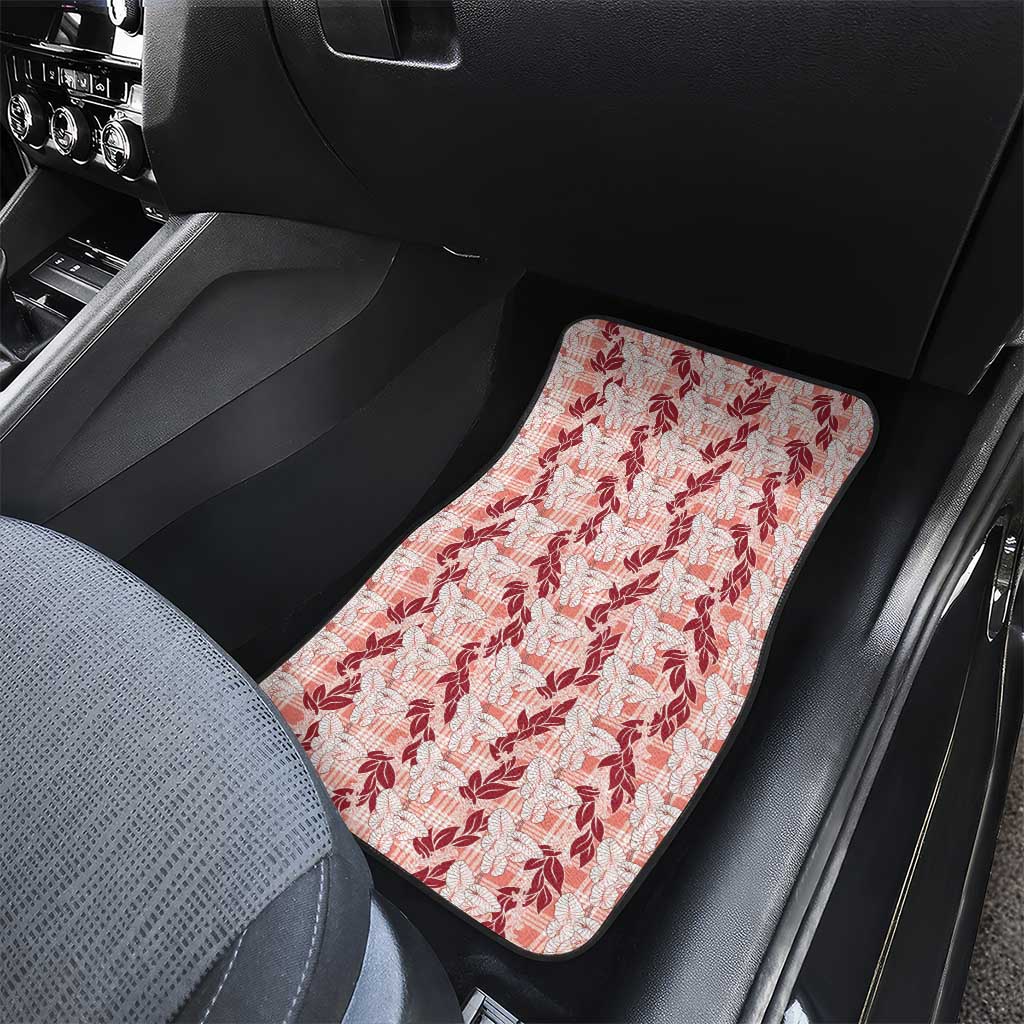 Hawaii Ti Leaf Maile Tuberose Lei Car Mats With Hanalei Leaf Red