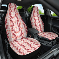 Hawaii Ti Leaf Maile Tuberose Lei Car Seat Cover With Hanalei Leaf Red LT05 One Size Red - Polynesian Pride