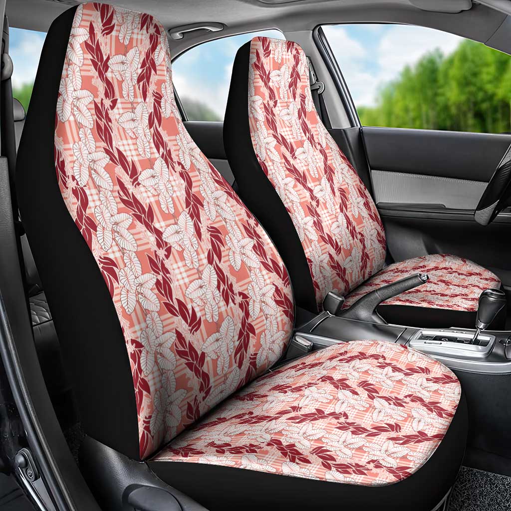 Hawaii Ti Leaf Maile Tuberose Lei Car Seat Cover With Hanalei Leaf Red LT05 - Polynesian Pride
