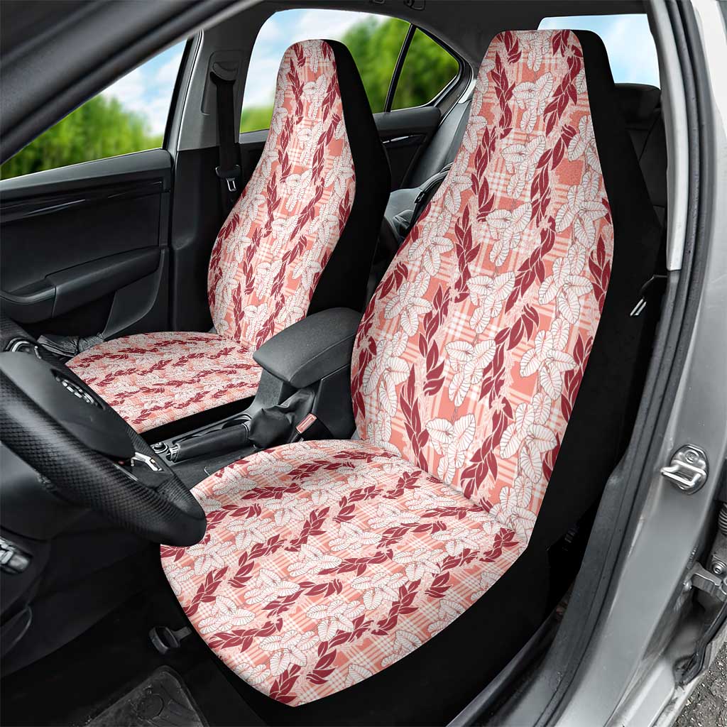 Hawaii Ti Leaf Maile Tuberose Lei Car Seat Cover With Hanalei Leaf Red LT05 - Polynesian Pride