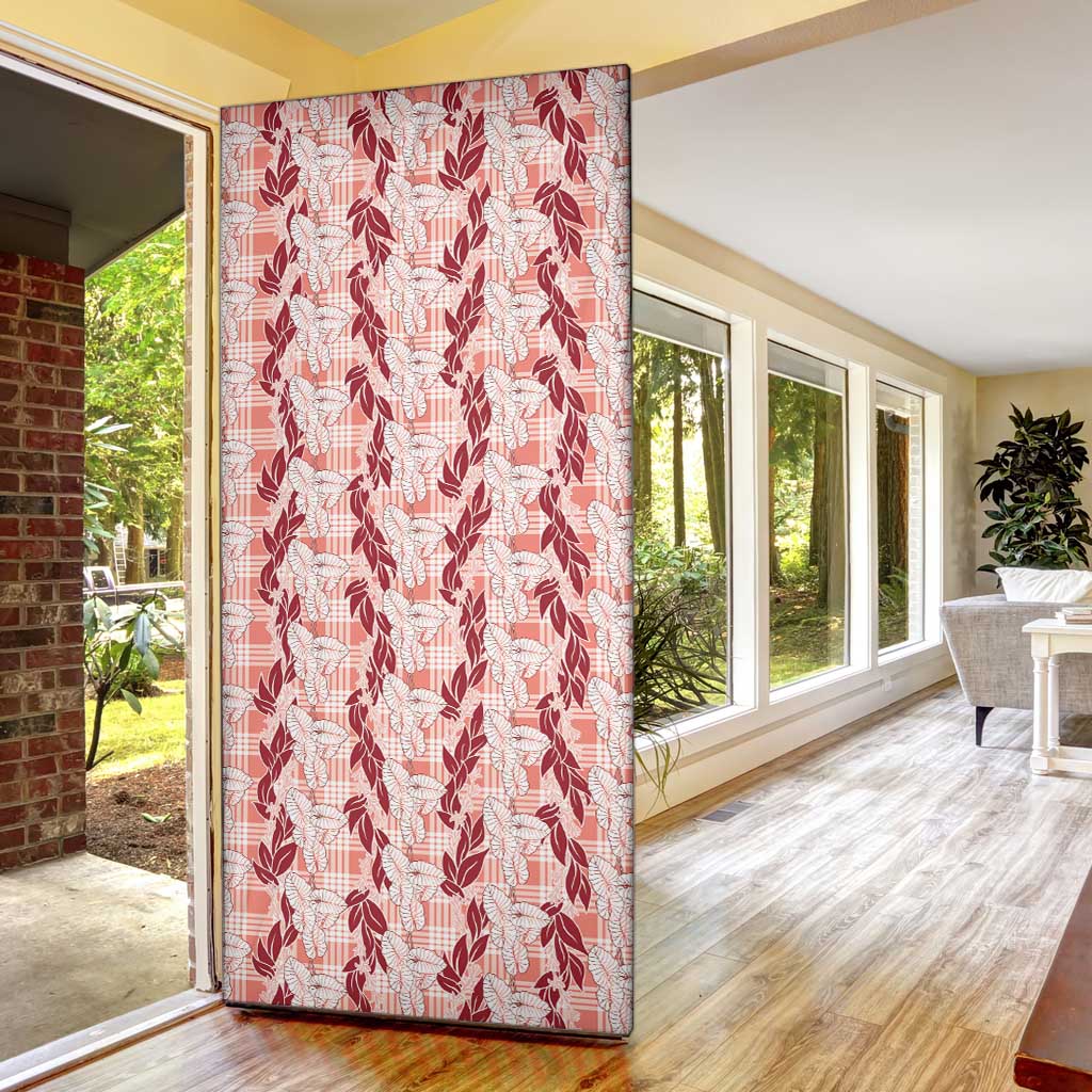 Hawaii Ti Leaf Maile Tuberose Lei Door Cover With Hanalei Leaf Red