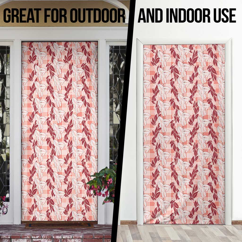 Hawaii Ti Leaf Maile Tuberose Lei Door Cover With Hanalei Leaf Red