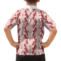 Hawaii Ti Leaf Maile Tuberose Lei Family Matching Summer Maxi Dress and Hawaiian Shirt With Hanalei Leaf Red LT05 - Polynesian Pride