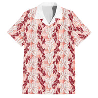 Hawaii Ti Leaf Maile Tuberose Lei Family Matching Summer Maxi Dress and Hawaiian Shirt With Hanalei Leaf Red LT05 Dad's Shirt - Short Sleeve Red - Polynesian Pride