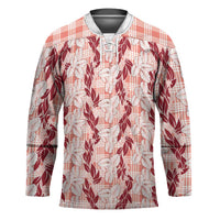 Hawaii Ti Leaf Maile Tuberose Lei Hockey Jersey With Hanalei Leaf Red