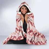 Hawaii Ti Leaf Maile Tuberose Lei Hooded Blanket With Hanalei Leaf Red
