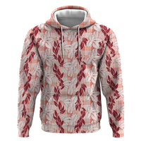 Hawaii Ti Leaf Maile Tuberose Lei Hoodie With Hanalei Leaf Red LT05 Pullover Hoodie Red - Polynesian Pride