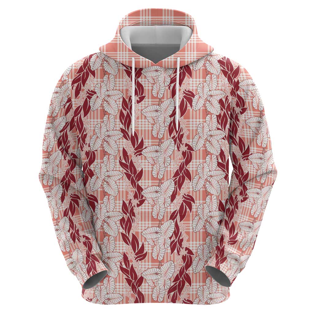 Hawaii Ti Leaf Maile Tuberose Lei Hoodie With Hanalei Leaf Red LT05 - Polynesian Pride