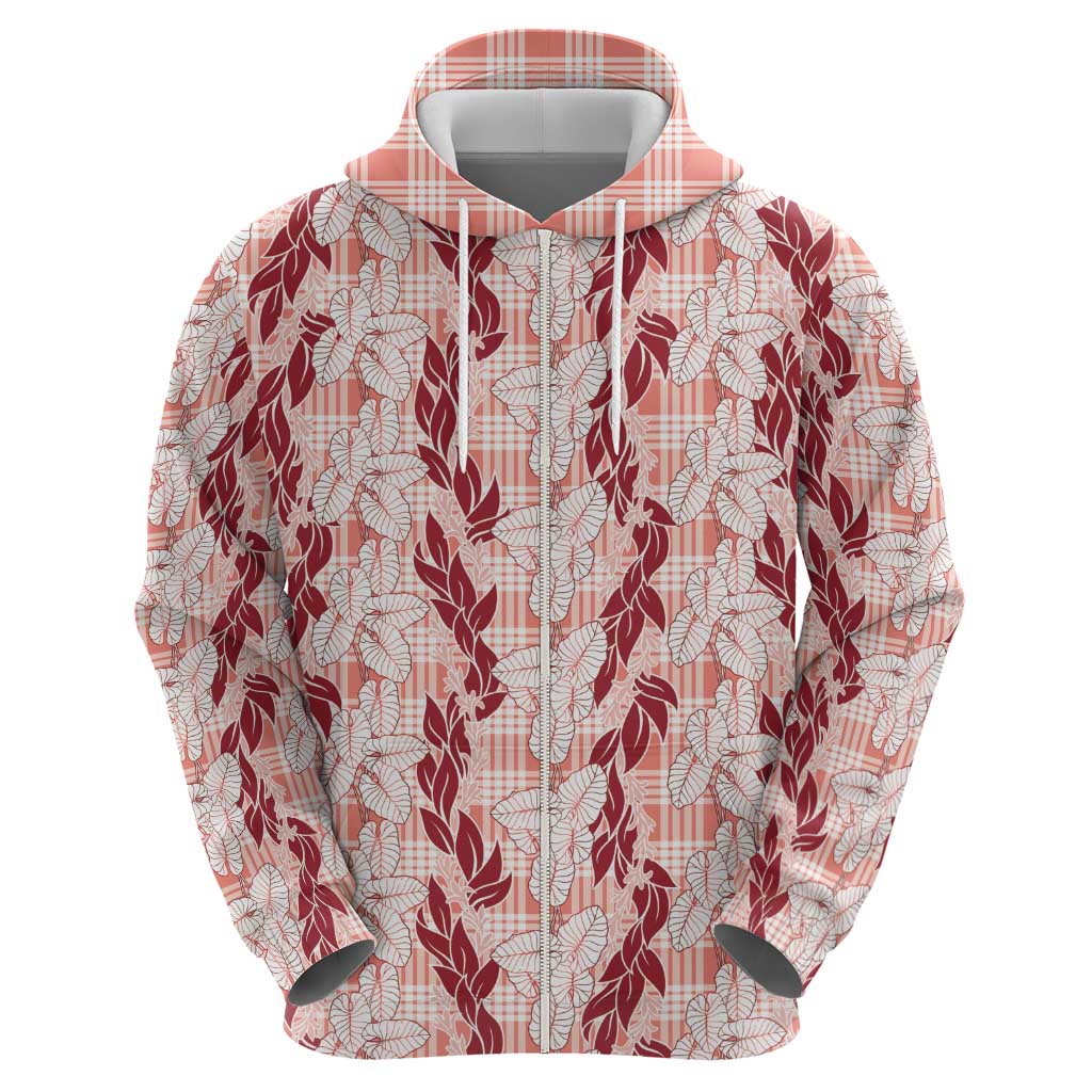 Hawaii Ti Leaf Maile Tuberose Lei Hoodie With Hanalei Leaf Red LT05 - Polynesian Pride