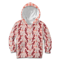 Hawaii Ti Leaf Maile Tuberose Lei Kid Hoodie With Hanalei Leaf Red LT05 Hoodie Red - Polynesian Pride