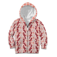 Hawaii Ti Leaf Maile Tuberose Lei Kid Hoodie With Hanalei Leaf Red LT05 Zip Hoodie Red - Polynesian Pride