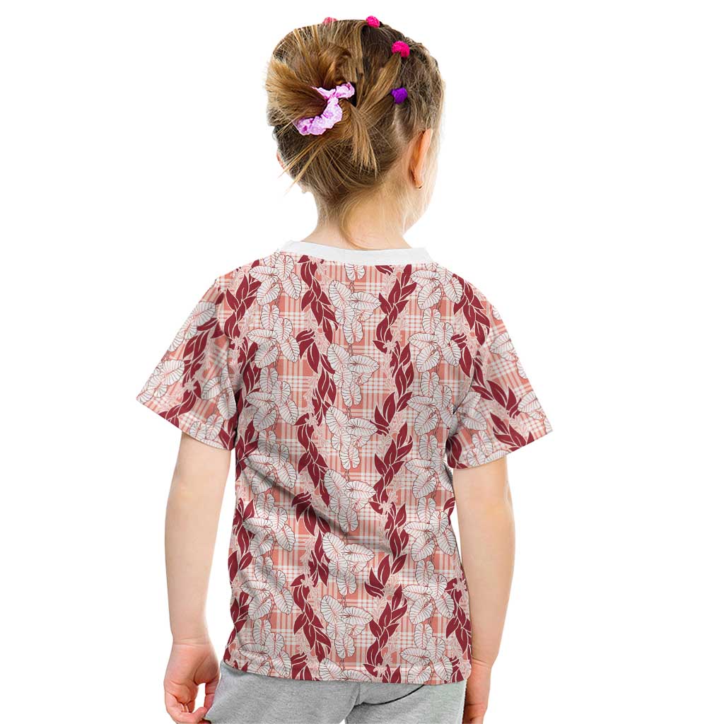 Hawaii Ti Leaf Maile Tuberose Lei Kid T Shirt With Hanalei Leaf Red