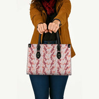 Hawaii Ti Leaf Maile Tuberose Lei Leather Bag With Hanalei Leaf Red