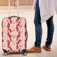 Hawaii Ti Leaf Maile Tuberose Lei Luggage Cover With Hanalei Leaf Red