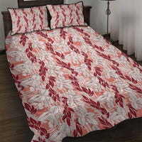 Hawaii Ti Leaf Maile Tuberose Lei Quilt Bed Set With Hanalei Leaf Red