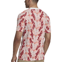 Hawaii Ti Leaf Maile Tuberose Lei Rugby Jersey With Hanalei Leaf Red