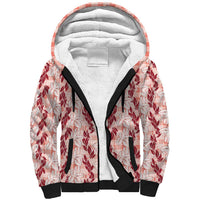 Hawaii Ti Leaf Maile Tuberose Lei Sherpa Hoodie With Hanalei Leaf Red LT05 Unisex Red - Polynesian Pride