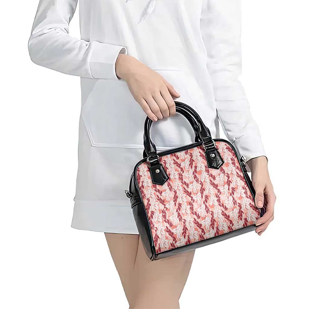 Hawaii Ti Leaf Maile Tuberose Lei Shoulder Handbag With Hanalei Leaf Red