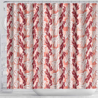 Hawaii Ti Leaf Maile Tuberose Lei Shower Curtain With Hanalei Leaf Red