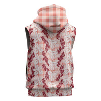 Hawaii Ti Leaf Maile Tuberose Lei Sleeveless Zip Hoodie With Hanalei Leaf Red