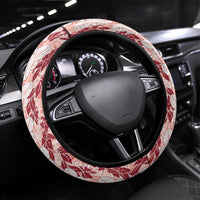 Hawaii Ti Leaf Maile Tuberose Lei Steering Wheel Cover With Hanalei Leaf Red