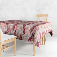 Hawaii Ti Leaf Maile Tuberose Lei Tablecloth With Hanalei Leaf Red
