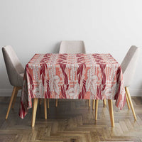 Hawaii Ti Leaf Maile Tuberose Lei Tablecloth With Hanalei Leaf Red