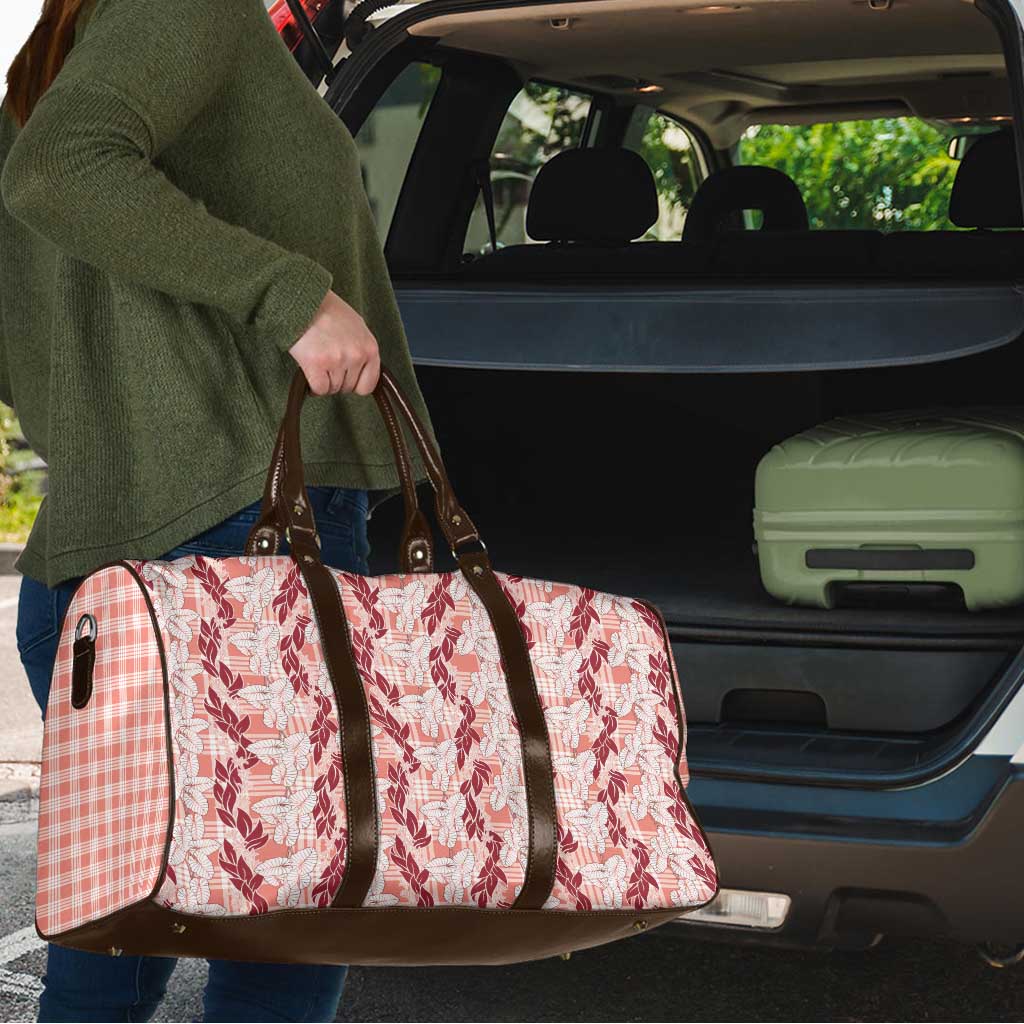 Hawaii Ti Leaf Maile Tuberose Lei Travel Bag With Hanalei Leaf Red