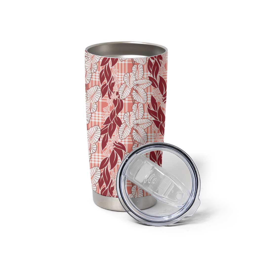 Hawaii Ti Leaf Maile Tuberose Lei Tumbler Cup With Hanalei Leaf Red