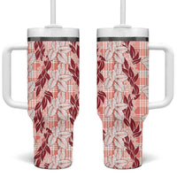 Hawaii Ti Leaf Maile Tuberose Lei Tumbler With Handle With Hanalei Leaf Red