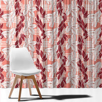 Hawaii Ti Leaf Maile Tuberose Lei Window Curtain With Hanalei Leaf Red