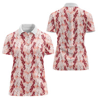 Hawaii Ti Leaf Maile Tuberose Lei Women Polo Shirt With Hanalei Leaf Red