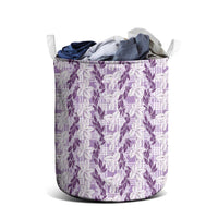 Hawaii Ti Leaf Maile Tuberose Lei Laundry Basket With Hanalei Leaf Purple