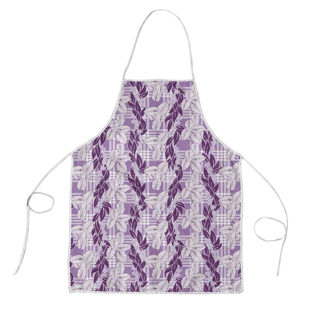 Hawaii Ti Leaf Maile Tuberose Lei Apron With Hanalei Leaf Purple