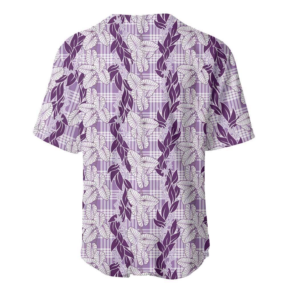 Hawaii Ti Leaf Maile Tuberose Lei Baseball Jersey With Hanalei Leaf Purple