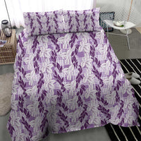 Hawaii Ti Leaf Maile Tuberose Lei Bedding Set With Hanalei Leaf Purple