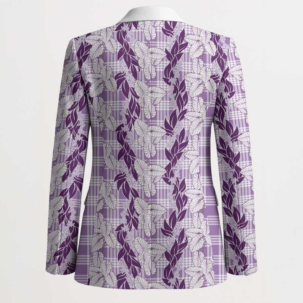 Hawaii Ti Leaf Maile Tuberose Lei Blazer With Hanalei Leaf Purple