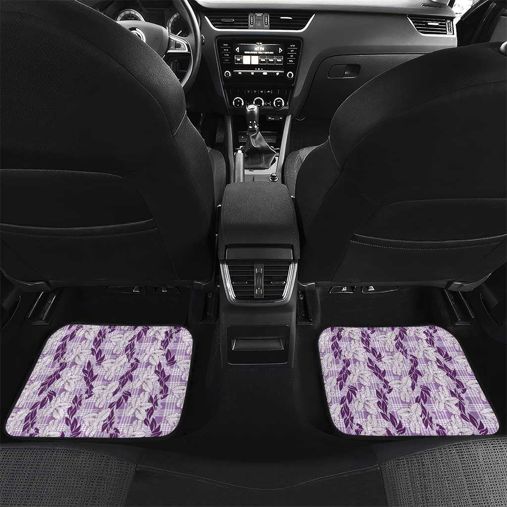 Hawaii Ti Leaf Maile Tuberose Lei Car Mats With Hanalei Leaf Purple
