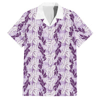 Hawaii Ti Leaf Maile Tuberose Lei Family Matching Long Sleeve Bodycon Dress and Hawaiian Shirt With Hanalei Leaf Purple LT05 Dad's Shirt - Short Sleeve Purple - Polynesian Pride