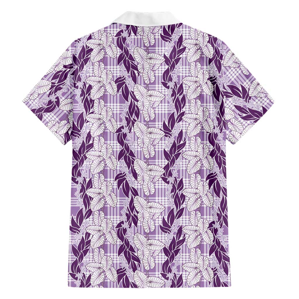 Hawaii Ti Leaf Maile Tuberose Lei Family Matching Off Shoulder Maxi Dress and Hawaiian Shirt With Hanalei Leaf Purple LT05 - Polynesian Pride