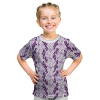 Hawaii Ti Leaf Maile Tuberose Lei Kid T Shirt With Hanalei Leaf Purple LT05 Purple - Polynesian Pride