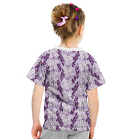 Hawaii Ti Leaf Maile Tuberose Lei Kid T Shirt With Hanalei Leaf Purple LT05 - Polynesian Pride