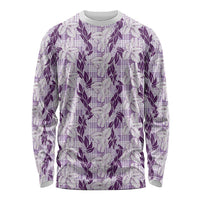 Hawaii Ti Leaf Maile Tuberose Lei Long Sleeve Shirt With Hanalei Leaf Purple