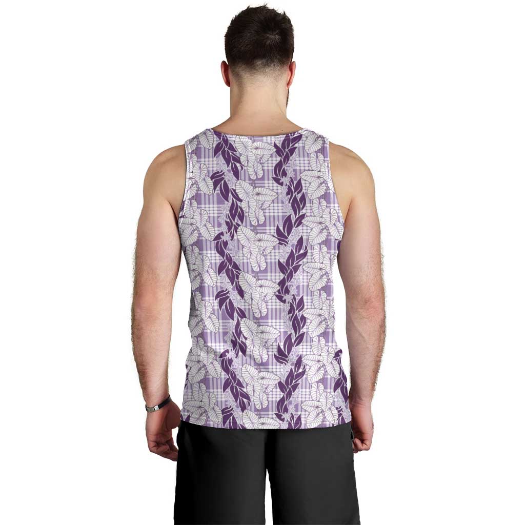 Hawaii Ti Leaf Maile Tuberose Lei Men Tank Top With Hanalei Leaf Purple