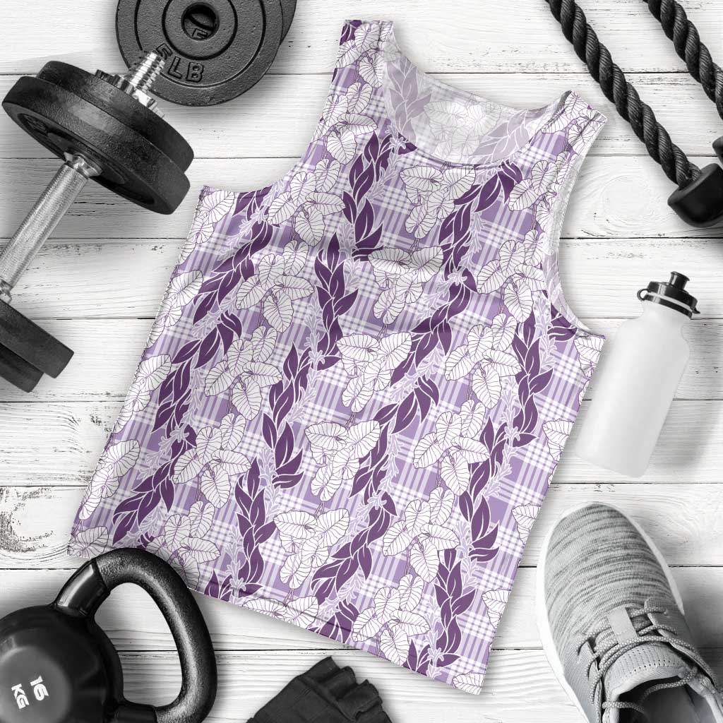 Hawaii Ti Leaf Maile Tuberose Lei Men Tank Top With Hanalei Leaf Purple