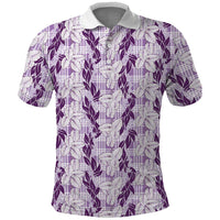 Hawaii Ti Leaf Maile Tuberose Lei Polo Shirt With Hanalei Leaf Purple