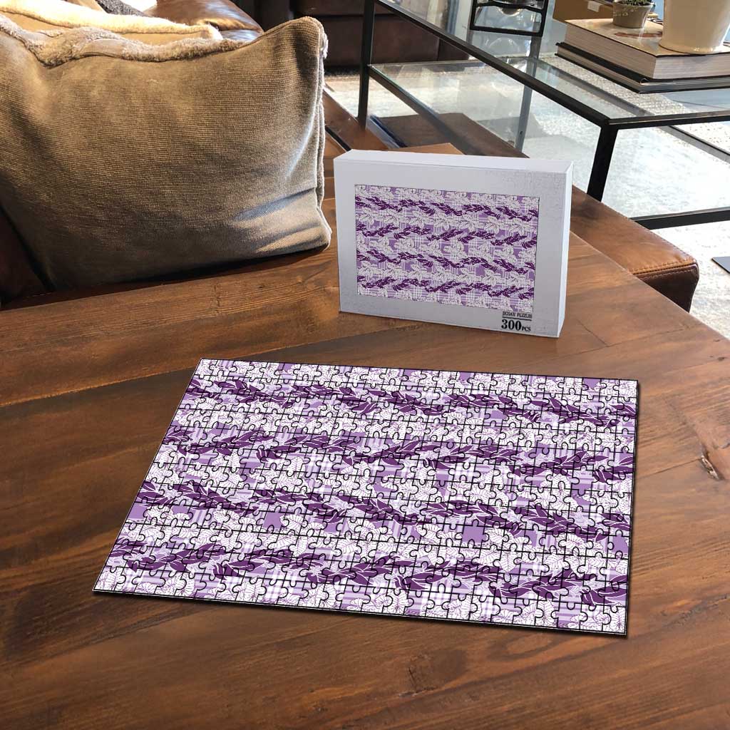 Hawaii Ti Leaf Maile Tuberose Lei Puzzle With Hanalei Leaf Purple